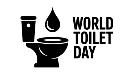 World toilet day black icon design with toilet and water drop
