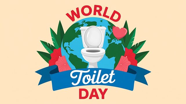 World toilet day illustration with globe and toilet symbol
