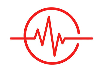 Red Heartbeat Pulse Wave Circle Icon