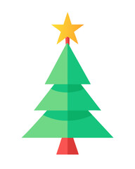 Obraz premium Minimal flat green Christmas tree with star on top