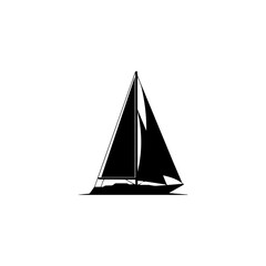 Minimalist Black Silhouette of a Sailboat on White Background for Design