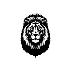 Majestic Lion Head Portrait in Bold Black and White Style for Powerful Branding