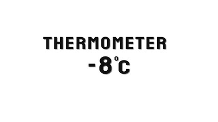  -8 Degree Celsius. Thermometer temperature counting animation.