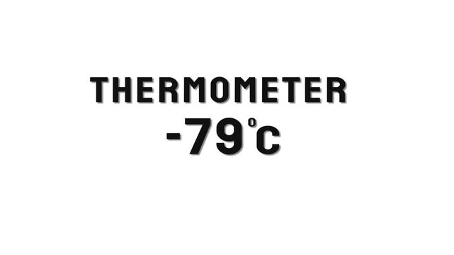  -79 Degree Celsius. Thermometer temperature counting animation.