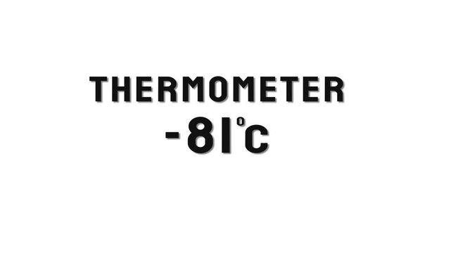  -81 Degree Celsius. Thermometer temperature counting animation.