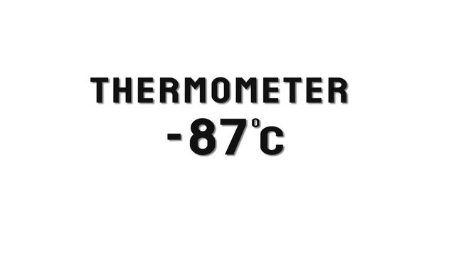  -87 Degree Celsius. Thermometer temperature counting animation.