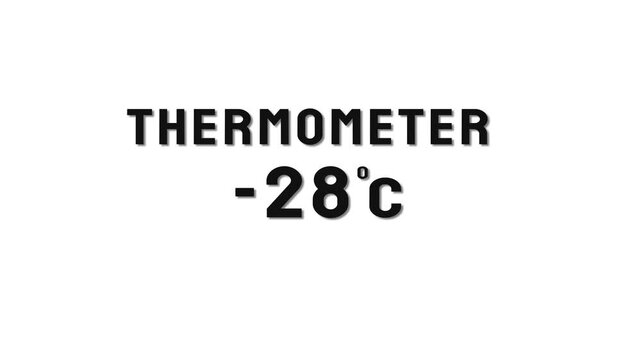  -28 Degree Celsius. Thermometer temperature counting animation.