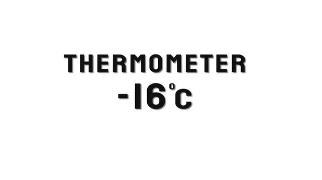  -16 Degree Celsius. Thermometer temperature counting animation.