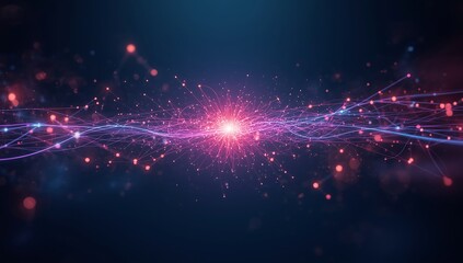 Obraz premium Abstract glowing energy explosion with light particles in deep space