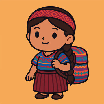 Indigenous Guatemalan Girl Carrying a Morral