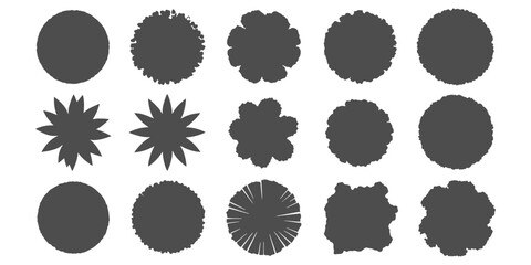 CAD Drawings. Top view of different tress silhouette. Vector illustration.