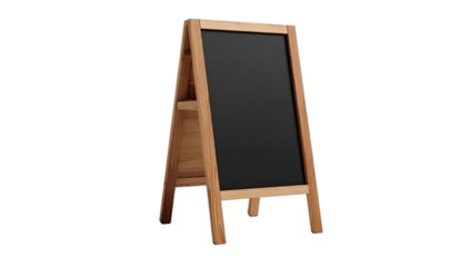 Wooden A-frame easel with a blank black blackboard, for messages