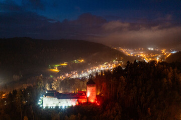 Baszta, Muszyna, nocne zdjęcia z powietrza.