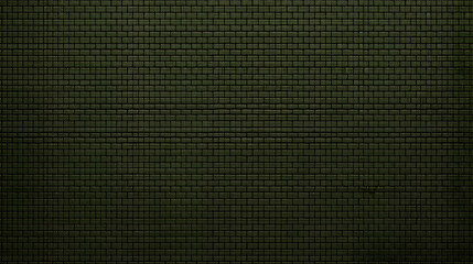 Dark olive green grid pattern texture with subtle grunge effect creating a vintage and industrial feel for backgrounds and design projects