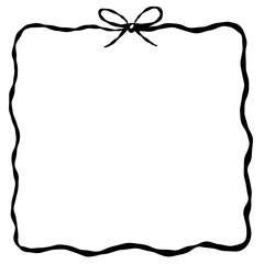 Obraz premium A softly uneven square border formed with flowing lines and a small bow placed at the top center offering a simple charming design ideal for Christmas themed layouts