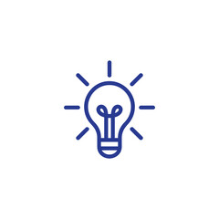 Bright idea concept for innovation, solutions, and creativity with glowing blue lightbulb icon - spark new ideas and inspiration for business success