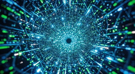 Journey through a vibrant digital tunnel, experience the speed and connectivity of modern technology, futuristic visualization for innovation and data concepts