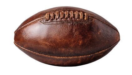 Vintage leather oval ball with laces, aged brown patina