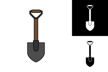 Versatile digging tool icon with a sturdy handle and flat blade, perfect for gardening, landscaping, construction, and general outdoor excavation tasks