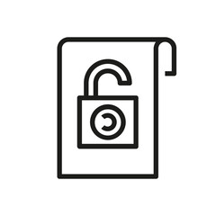 Open padlock icon on a document symbolizing unlocked information