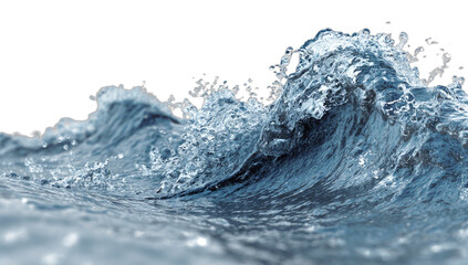Close-up of a breaking ocean wave with white foam and clear, splashing water