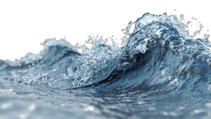 Close-up of a breaking ocean wave with white foam and clear, splashing water