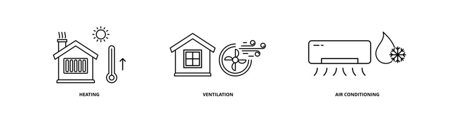 HVAC icon set with heating, ventilation, and air conditioning
