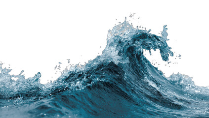 A powerful ocean wave crests, with white foam and spray against a dark background