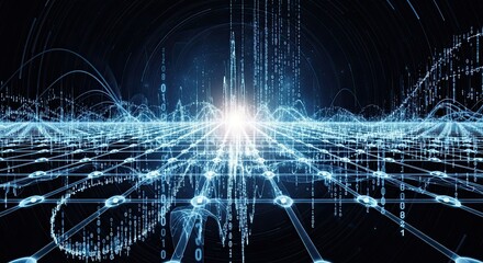 Abstract digital landscape showcasing data connectivity and artificial intelligence, a modern design for technology solutions and futuristic innovation