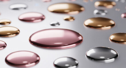 金属のように輝く液体の滴　メタリックカラーの抽象背景
