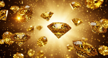 黄金の光に包まれたダイヤモンド　ラグジュアリーで華やかなゴールドジュエリー
