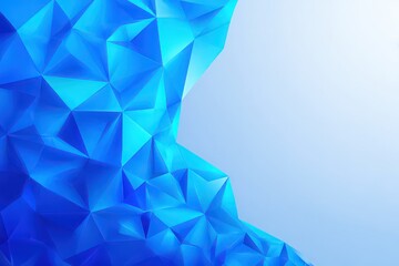 Abstract Blue Triangular Pattern Against a White Background with Subtle Lighting and Geometric Forms