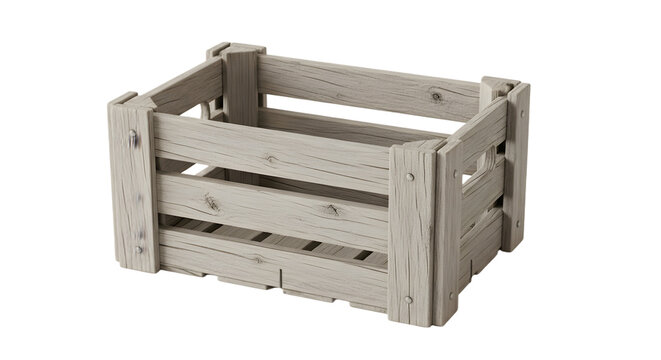 Rustic wooden crate storage container box vintage style farmhouse decor organization bin 90 on transparent background