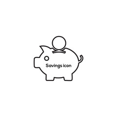 Piggy Bank Savings Icon Outline with Coin, Minimal Money Saving Symbol for Finance Apps, Banking, Budget and Investment Design

