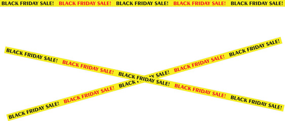 Black Friday sale caution tape yellow and red stripes vector illustration for promotional design