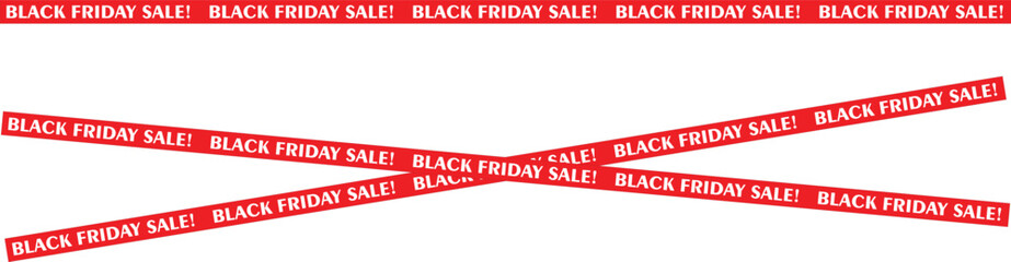 Red Black Friday sale tape banners promotional design element for advertising campaigns isolated on white background