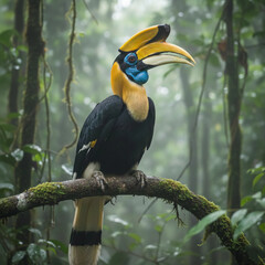 Great Indian hornbill or great pied hornbill, is one of the larger members of the hornbill bird family in its natural habitat. 