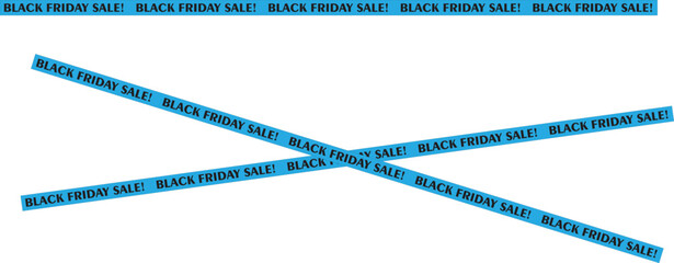 Black Friday sale ribbons blue tape with text advertising design element for promotional campaigns