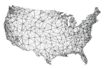 Black Dot And Line Representation Of The United States On A White Background