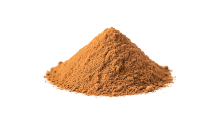 Cinnamon powder spice culinary ingredient cooking baking flavor aroma brown isolated heap 90 on transparent background