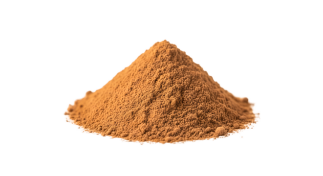 Cinnamon powder spice culinary ingredient cooking baking flavor aroma brown isolated heap 90 on transparent background - Powered by Adobe