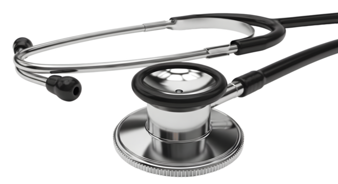 Stethoscope medical equipment healthcare doctor tool examination diagnosis cardiology aid on transparent background