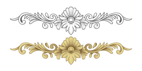 Divider acanthus in vintage engraving style