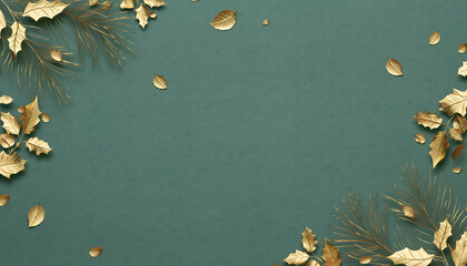 Elegant golden leaves frame invites, adding a touch of luxury for your holiday season