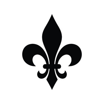 A striking black fleur de lis symbol a classic heraldic design element
