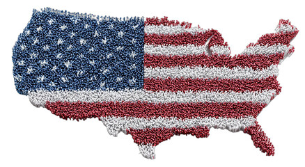 Textured US map graphic with patriotic stars and stripes
