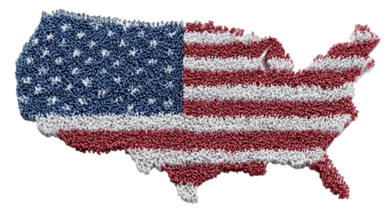 Textured US map graphic with patriotic stars and stripes