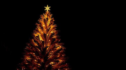 Luxurious Christmas Tree with Warm Golden Glow and Dramatic Chiaroscuro Lighting