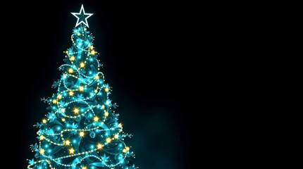 Creative Light Art Christmas Tree in Rich Deep Teal with Luxurious Abstract Lighting Patterns