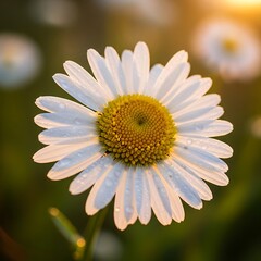 Naklejka premium Close-up of a beautiful daisy flower with white petals.